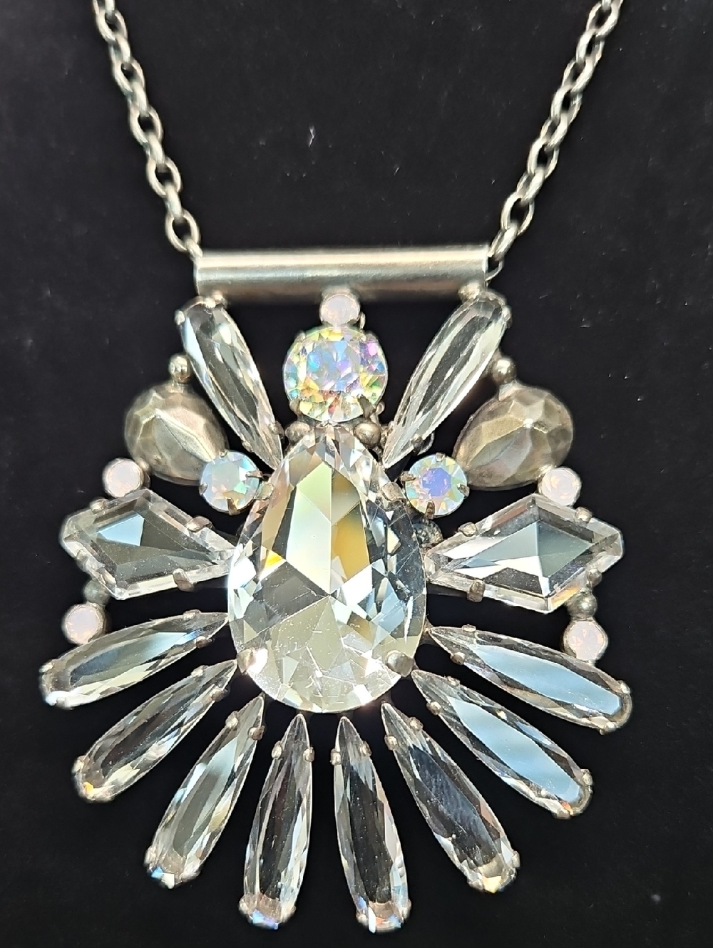 Sorrelli Clear Crystal Teardrop Sunburst Necklace